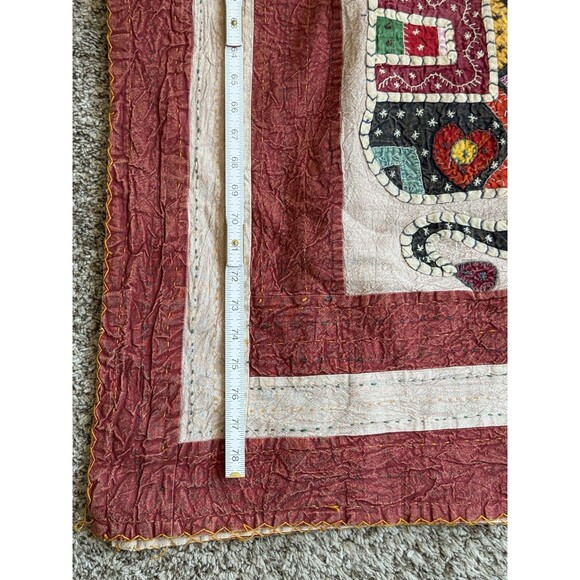 Vintage Handmade Indian Kantha quilt king size Elephant Patchwork Boho Bedspread - Picture 9 of 15